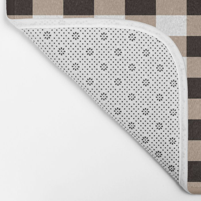 Gingham Large Tan Black White Bath Mat Gallery Image 2