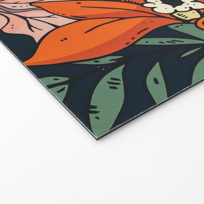 Night Forest, Colorful Dark Eclectic Floral Nature Botanical Jungle Floral Bohemian Illustration Welcome Mat Gallery Image 2