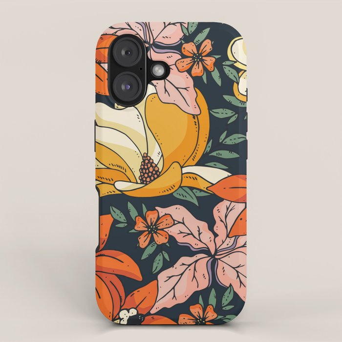 Night Forest, Colorful Dark Eclectic Floral Nature Botanical Jungle Floral Bohemian Illustration iPhone Case Gallery Image 1