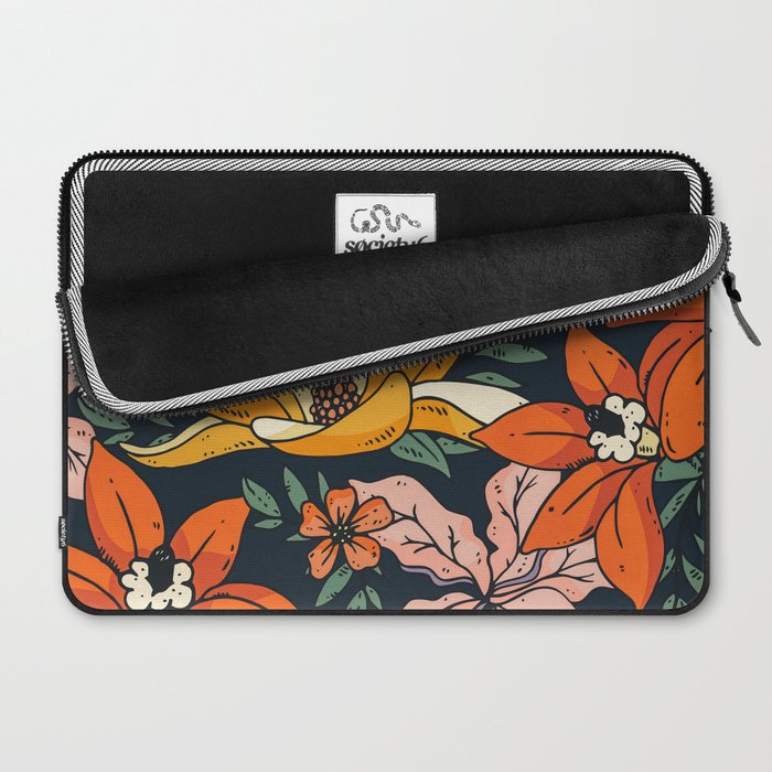 Night Forest, Colorful Dark Eclectic Floral Nature Botanical Jungle Floral Bohemian Illustration Laptop Sleeve Gallery Image 2