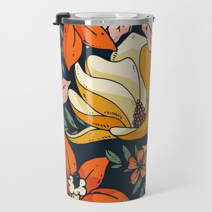 Night Forest, Colorful Dark Eclectic Floral Nature Botanical Jungle Floral Bohemian Illustration Travel Mug Gallery Image 3