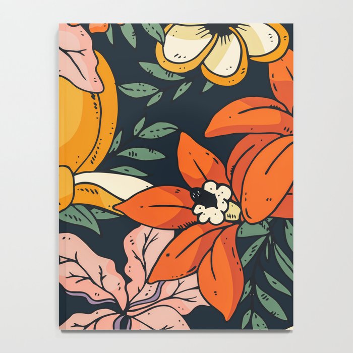 Night Forest, Colorful Dark Eclectic Floral Nature Botanical Jungle Floral Bohemian Illustration Notebook Gallery Image 4