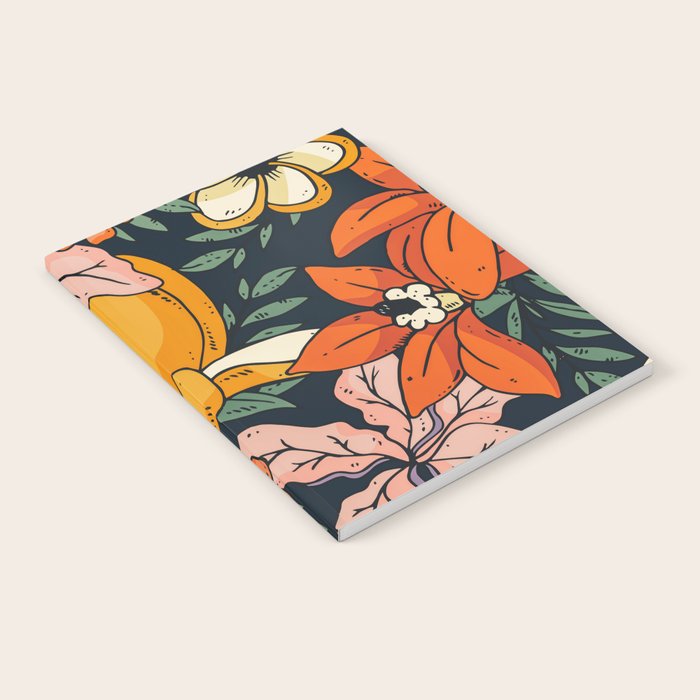 Night Forest, Colorful Dark Eclectic Floral Nature Botanical Jungle Floral Bohemian Illustration Notebook Gallery Image 2