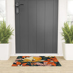 Night Forest, Colorful Dark Eclectic Floral Nature Botanical Jungle Floral Bohemian Illustration Welcome Mat Gallery Image 3