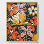 Night Forest, Colorful Dark Eclectic Floral Nature Botanical Jungle Floral Bohemian Illustration Serving Tray Gallery Image 1
