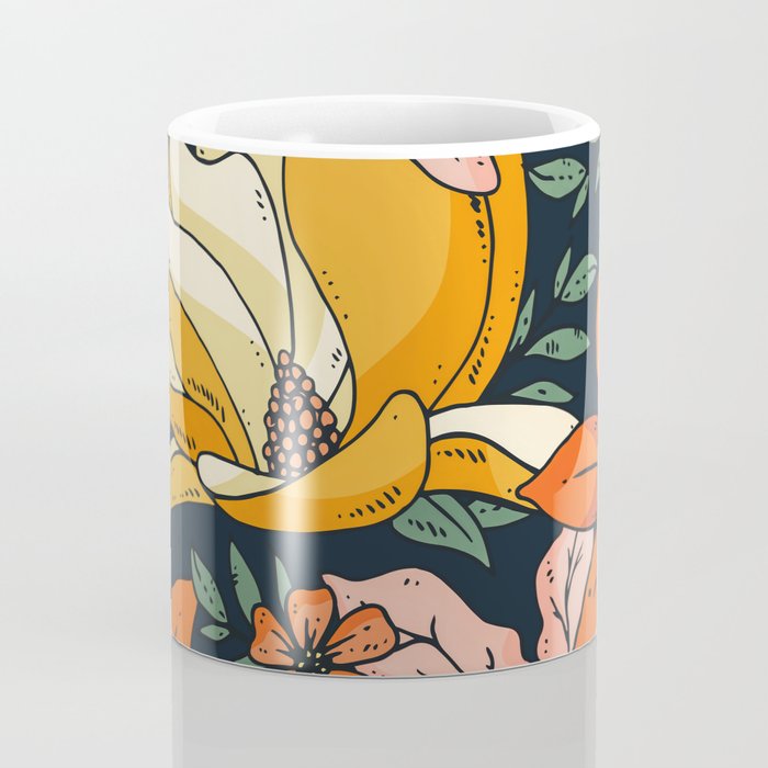 Night Forest, Colorful Dark Eclectic Floral Nature Botanical Jungle Floral Bohemian Illustration Coffee Mug Gallery Image 4