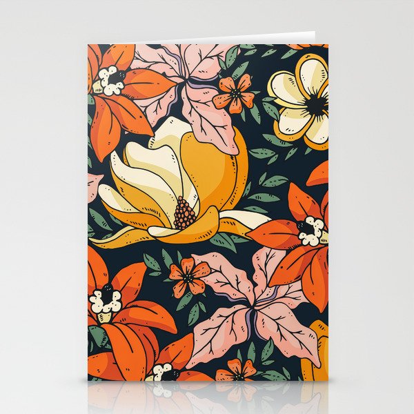 Night Forest, Colorful Dark Eclectic Floral Nature Botanical Jungle Floral Bohemian Illustration Stationery Card Gallery Image 2