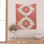 Southwestern Minimalism - Bright Coral Red Wall Tapestry Gallery Image 2