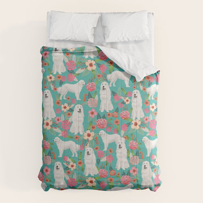 Great Pyrenees florals pattern dog breed must have dog lover gifts Comforter Gallery Image 6