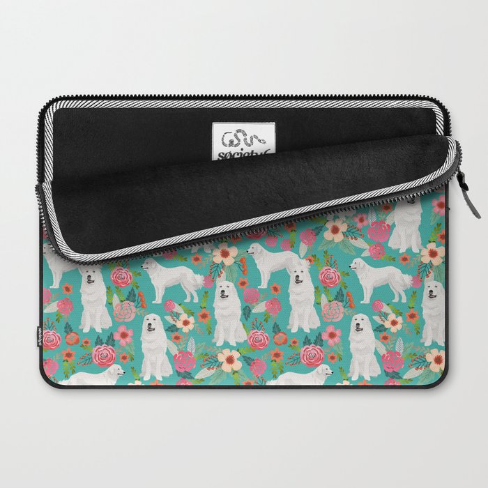 Great Pyrenees florals pattern dog breed must have dog lover gifts Laptop Sleeve Gallery Image 2