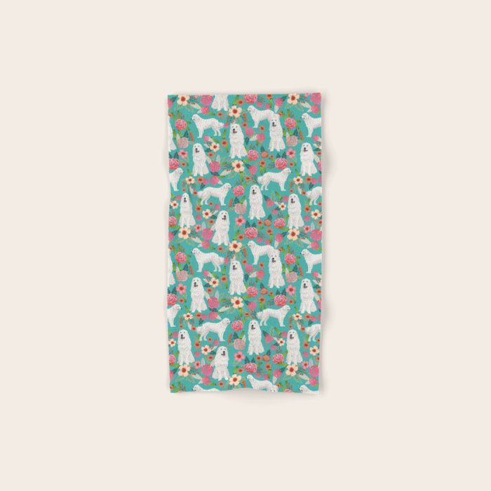 Great Pyrenees florals pattern dog breed must have dog lover gifts Bath Towel Gallery Image 1