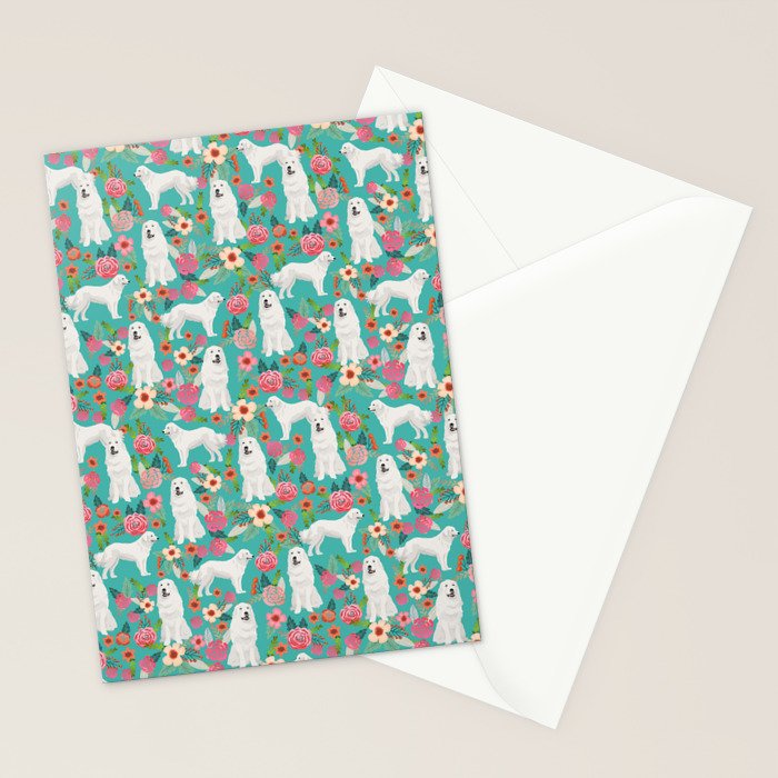 Great Pyrenees florals pattern dog breed must have dog lover gifts Stationery Card Gallery Image 2