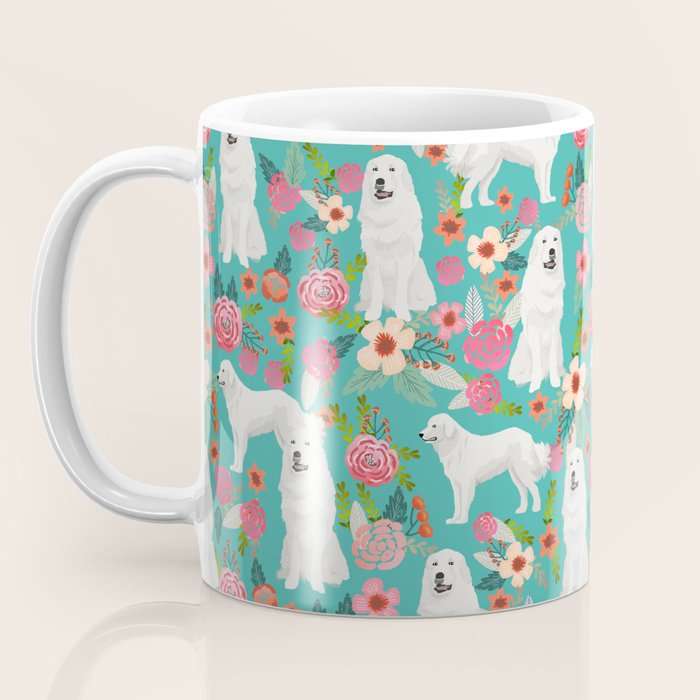 Great Pyrenees florals pattern dog breed must have dog lover gifts Coffee Mug Gallery Image 3
