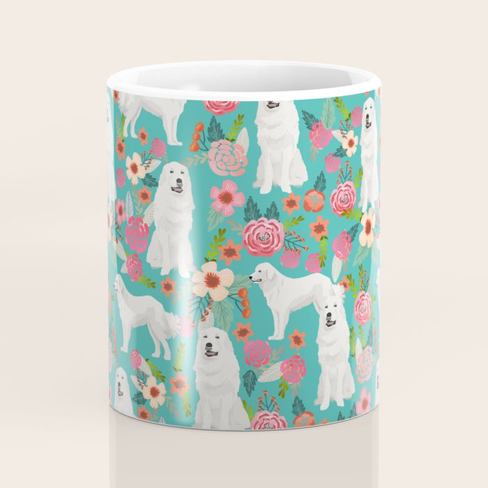 Great Pyrenees florals pattern dog breed must have dog lover gifts Coffee Mug Gallery Image 4