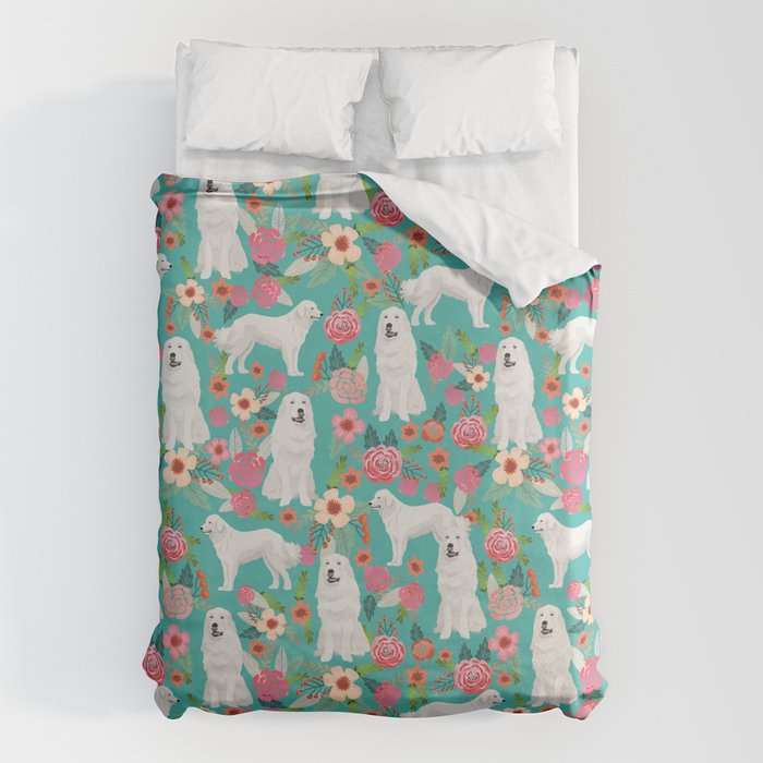 Great Pyrenees florals pattern dog breed must have dog lover gifts Duvet Cover Gallery Image 6