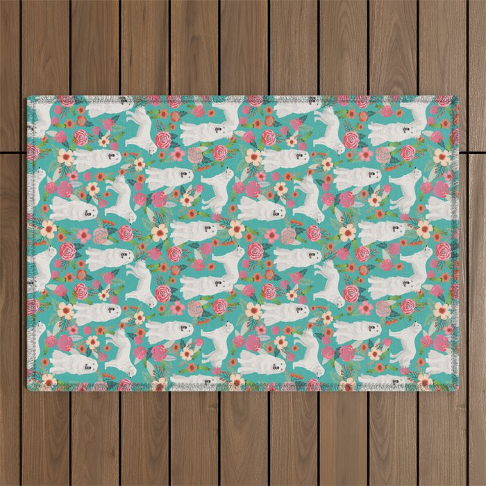 Great Pyrenees florals pattern dog breed must have dog lover gifts Outdoor Rug Gallery Image 1