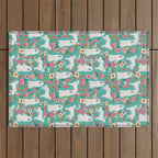 Great Pyrenees florals pattern dog breed must have dog lover gifts Outdoor Rug Gallery Image 1