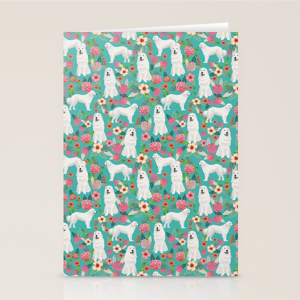 Great Pyrenees florals pattern dog breed must have dog lover gifts Stationery Card Gallery Image 2