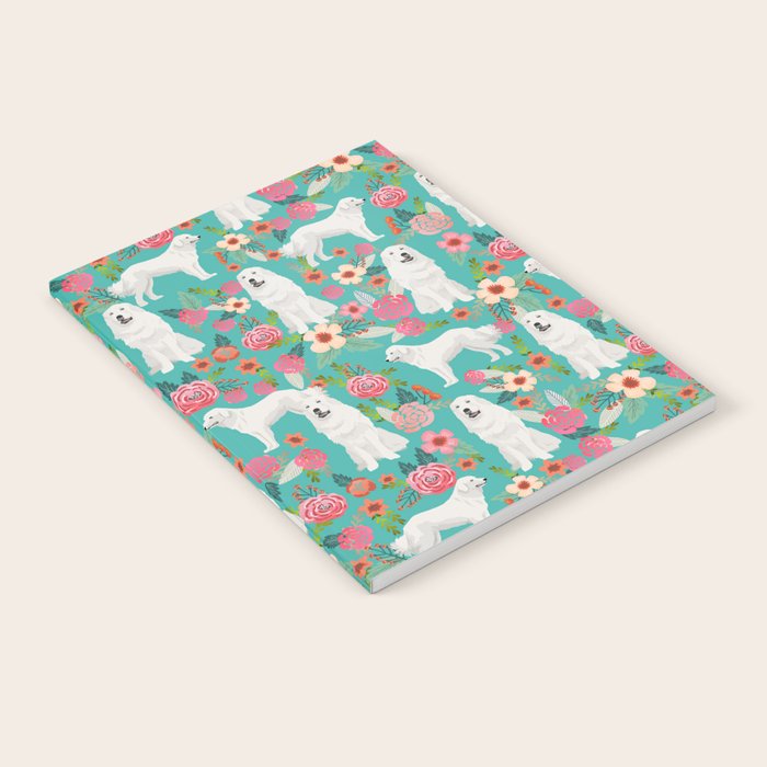 Great Pyrenees florals pattern dog breed must have dog lover gifts Notebook Gallery Image 2