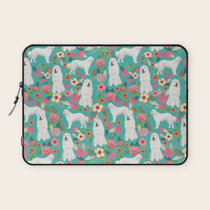 Great Pyrenees florals pattern dog breed must have dog lover gifts Laptop Sleeve Gallery Image 1