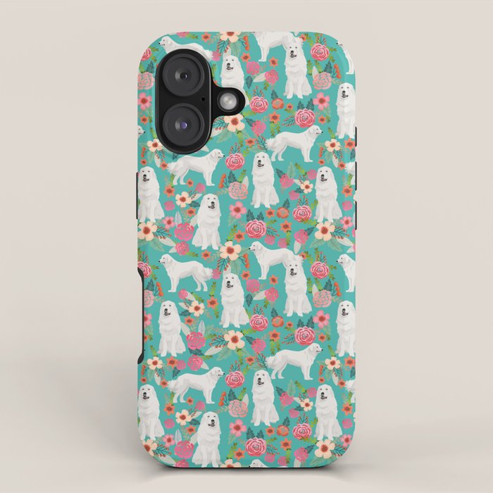 Great Pyrenees florals pattern dog breed must have dog lover gifts iPhone Case Gallery Image 1