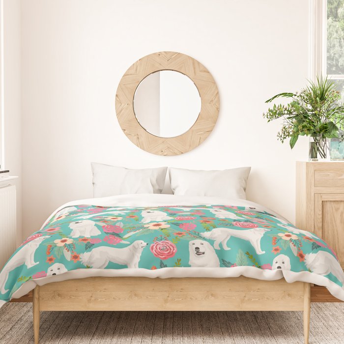 Great Pyrenees florals pattern dog breed must have dog lover gifts Duvet Cover Gallery Image 3