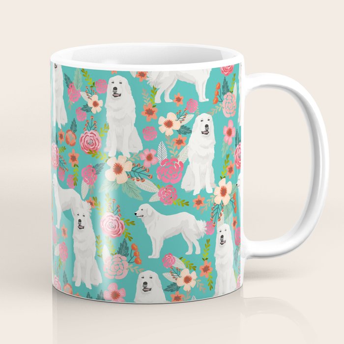 Great Pyrenees florals pattern dog breed must have dog lover gifts Coffee Mug Gallery Image 1