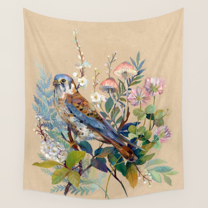 Floral Falcon Garden Wall Tapestry Gallery Image 4