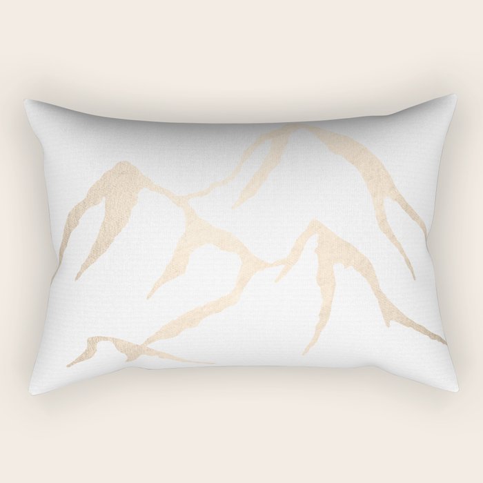 Adventure White Gold Mountains Rectangular Pillow Gallery Image 1