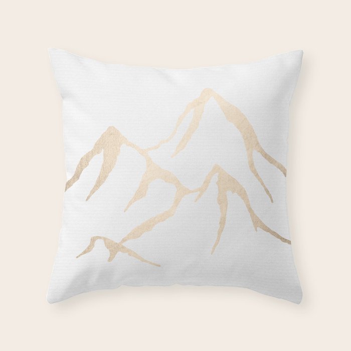 Adventure White Gold Mountains Throw Pillow Gallery Image 6