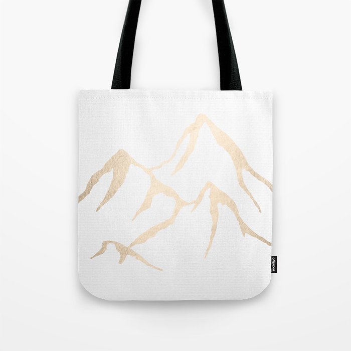 Adventure White Gold Mountains Tote Bag Gallery Image 1