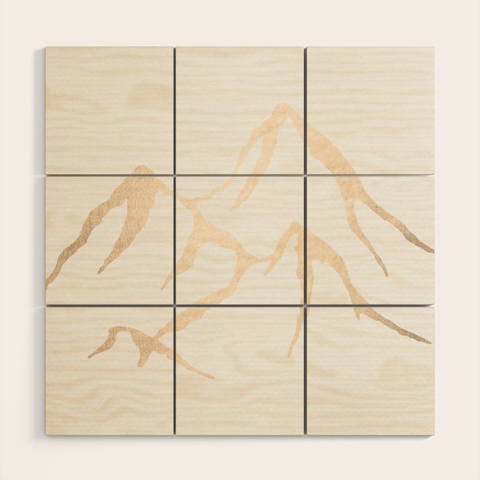 Adventure White Gold Mountains Wood Wall Art Gallery Image 1