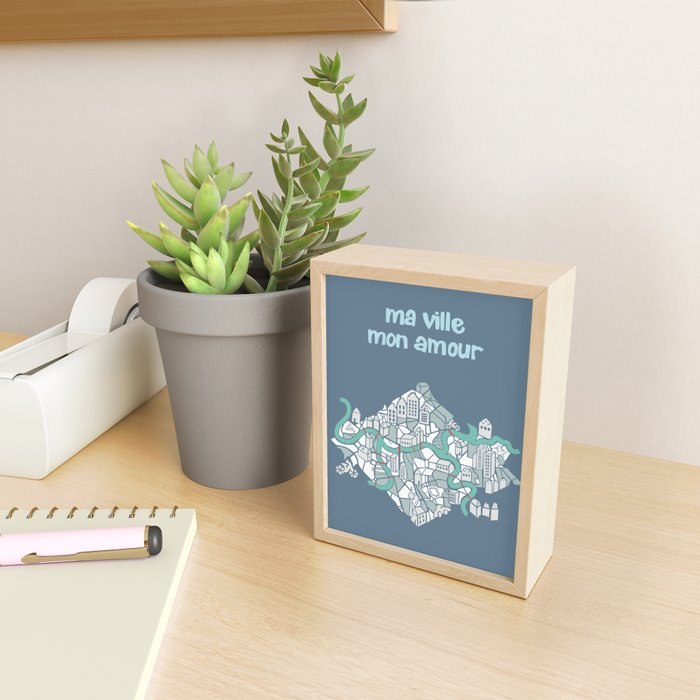 ma ville mon amour; City life collection blue teal  Mini Art Print Gallery Image 2