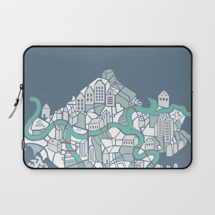 ma ville mon amour; City life collection blue teal  Laptop Sleeve Gallery Image 1
