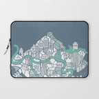 ma ville mon amour; City life collection blue teal  Laptop Sleeve Gallery Image 1
