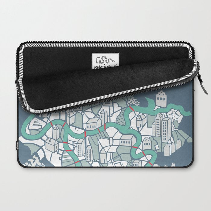 ma ville mon amour; City life collection blue teal  Laptop Sleeve Gallery Image 2