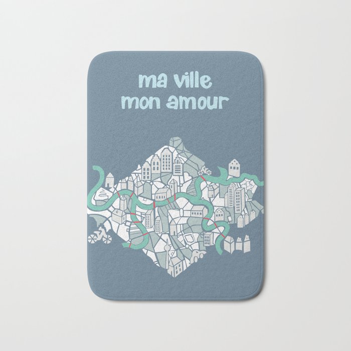 ma ville mon amour; City life collection blue teal  Bath Mat Gallery Image 1