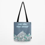 ma ville mon amour; City life collection blue teal  Tote Bag Gallery Image 2