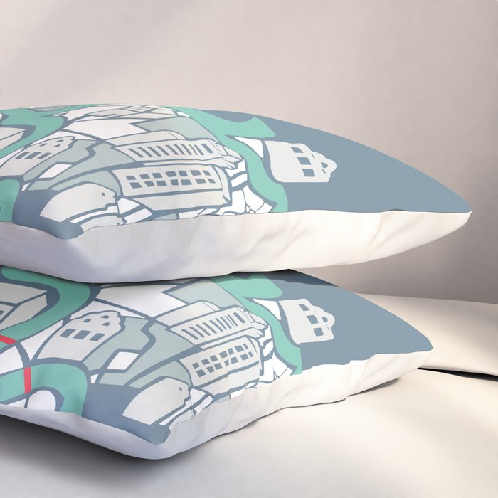 ma ville mon amour; City life collection blue teal  Pillow Sham Gallery Image 3