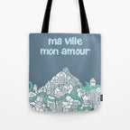 ma ville mon amour; City life collection blue teal  Tote Bag Gallery Image 1