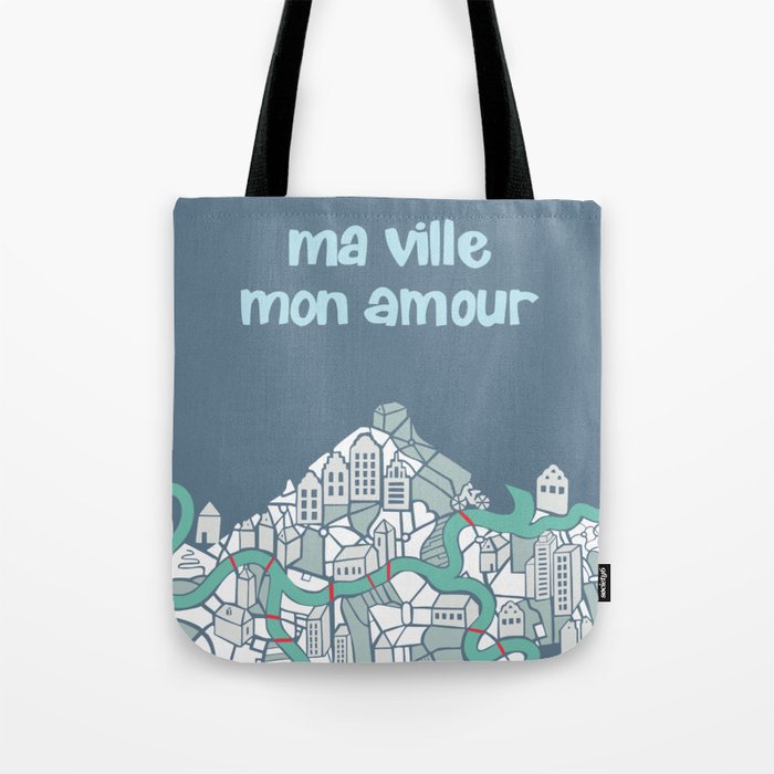 ma ville mon amour; City life collection blue teal  Tote Bag Gallery Image 1