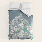 ma ville mon amour; City life collection blue teal  Duvet Cover Gallery Image 6