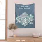 ma ville mon amour; City life collection blue teal  Wall Tapestry Gallery Image 2