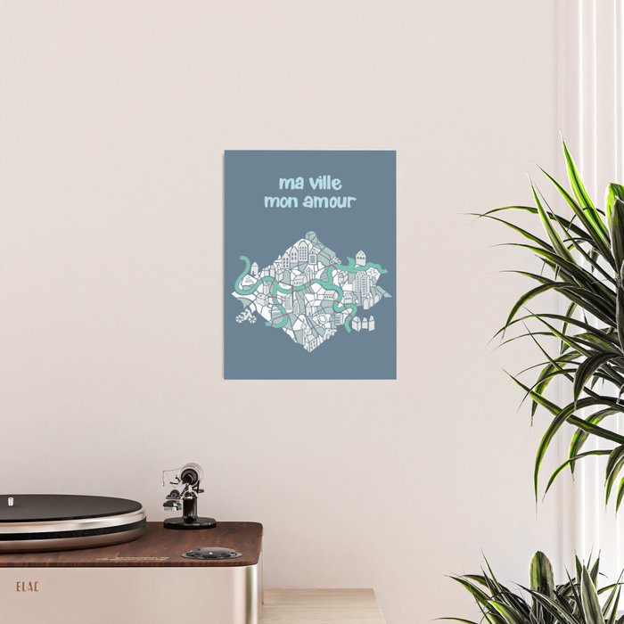 ma ville mon amour; City life collection blue teal  Poster Gallery Image 2