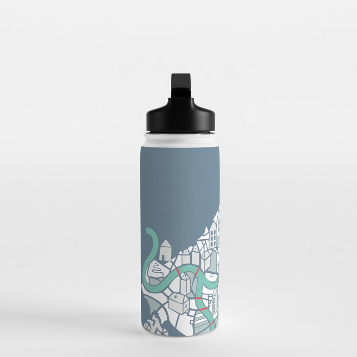 ma ville mon amour; City life collection blue teal  Water Bottle Gallery Image 3
