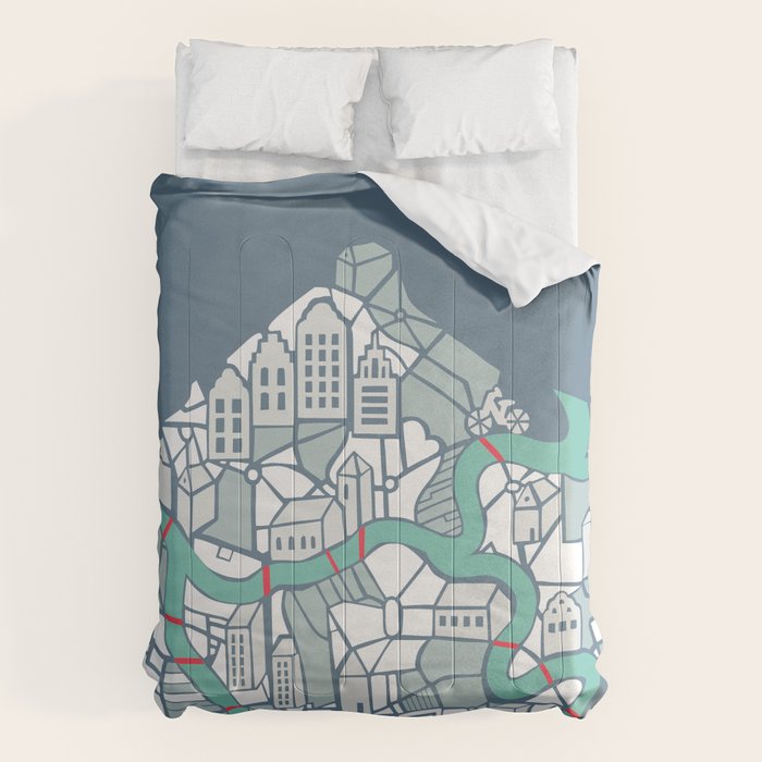 ma ville mon amour; City life collection blue teal  Comforter Gallery Image 1