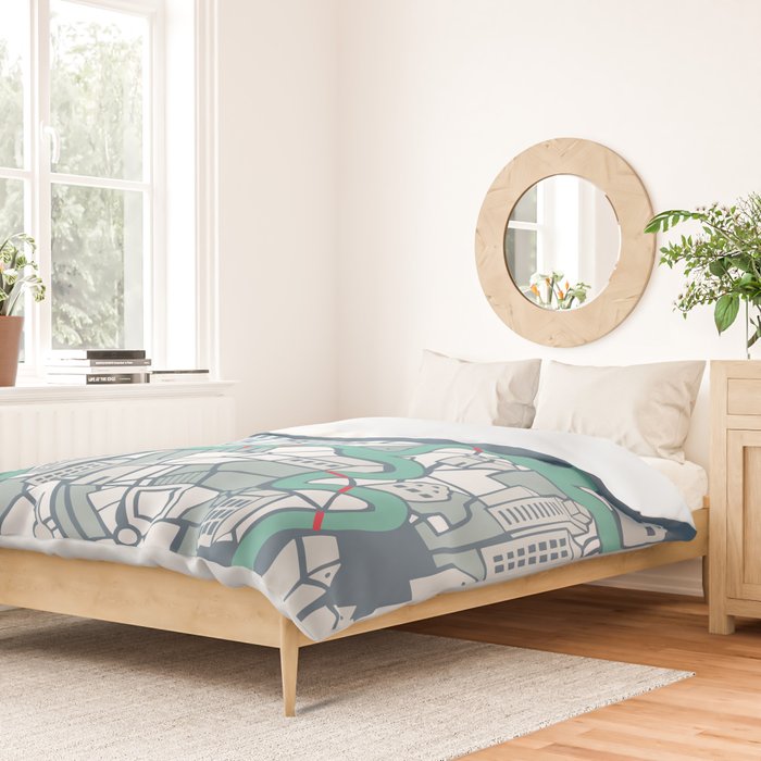 ma ville mon amour; City life collection blue teal  Duvet Cover Gallery Image 2