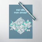 ma ville mon amour; City life collection blue teal  Wrapping Paper Gallery Image 1