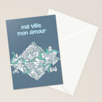 ma ville mon amour; City life collection blue teal  Stationery Card Gallery Image 2
