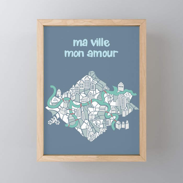 ma ville mon amour; City life collection blue teal  Mini Art Print Gallery Image 1